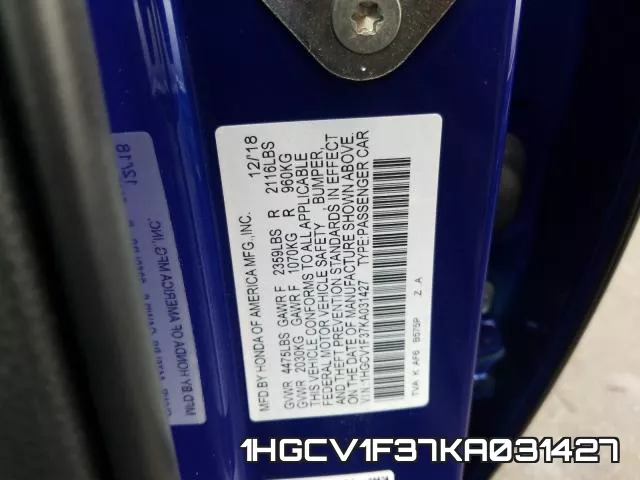 1HGCV1F37KA031427 фото 2