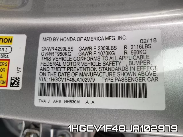 1HGCV1F48JA102979 фото 2