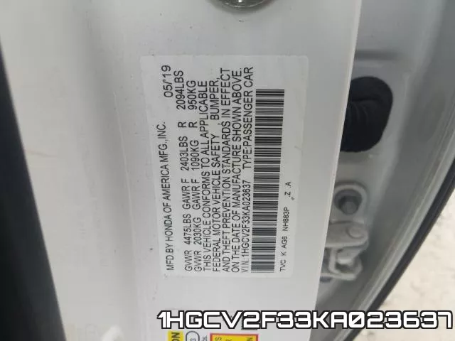 1HGCV2F33KA023637 фото 2