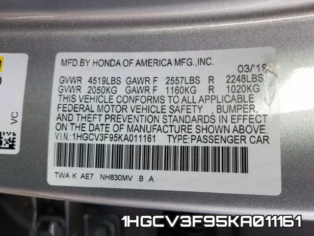 1HGCV3F95KA011161 фото 2