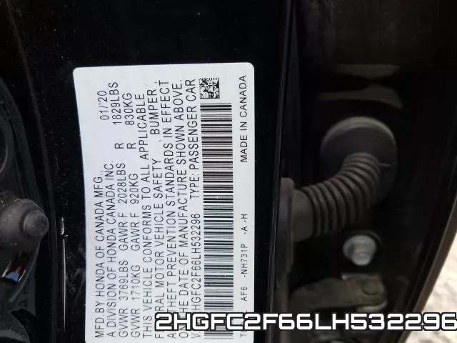 2HGFC2F66LH532296 фото 2