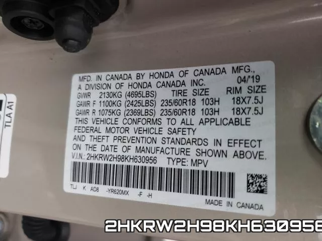 2HKRW2H98KH630956 фото 2