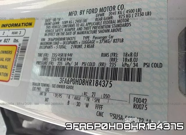 3FA6P0HD8HR184375 фото 9