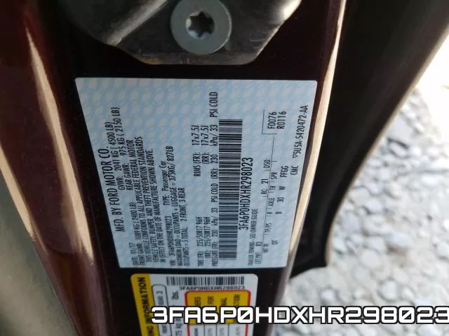 3FA6P0HDXHR298023 фото 2