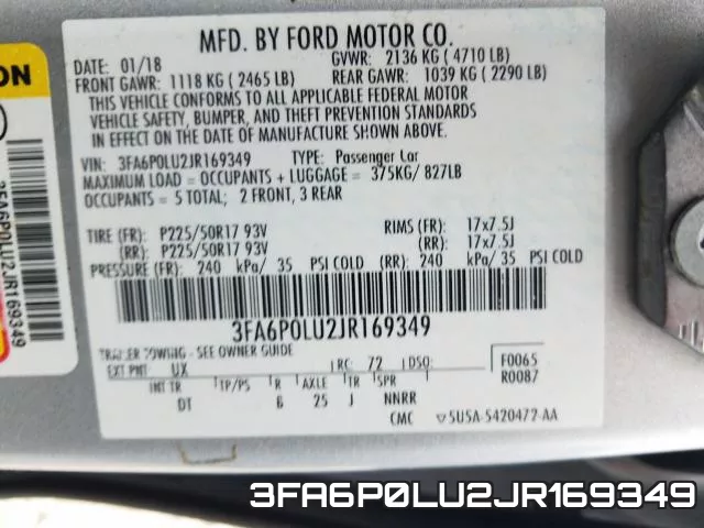 3FA6P0LU2JR169349 фото 2
