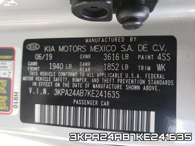 3KPA24AB7KE241635 фото 2