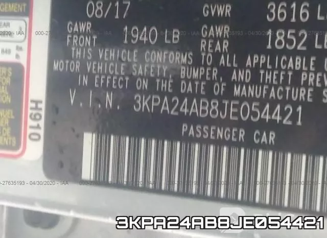 3KPA24AB8JE054421 фото 10