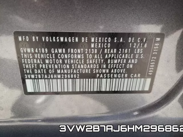 3VW2B7AJ6HM296862 фото 2