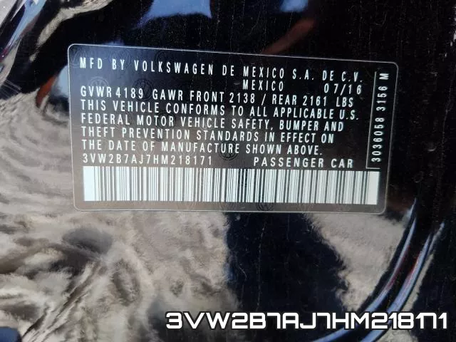3VW2B7AJ7HM218171 фото 2