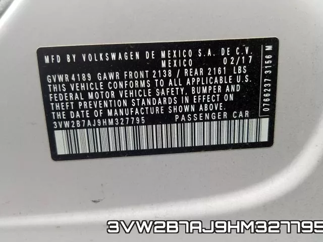3VW2B7AJ9HM327795 фото 2
