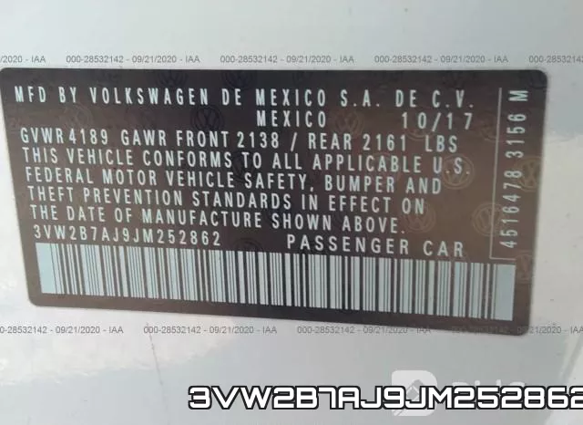 3VW2B7AJ9JM252862 фото 10