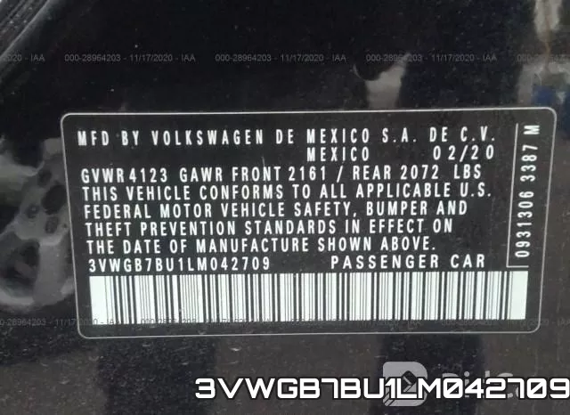 3VWGB7BU1LM042709 фото 10