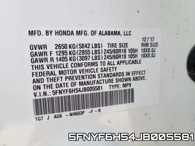 5FNYF6H54JB005581 фото 2