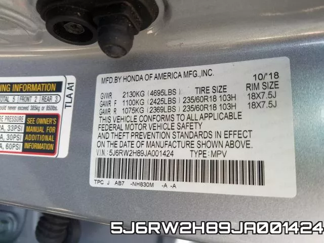 5J6RW2H89JA001424 фото 2