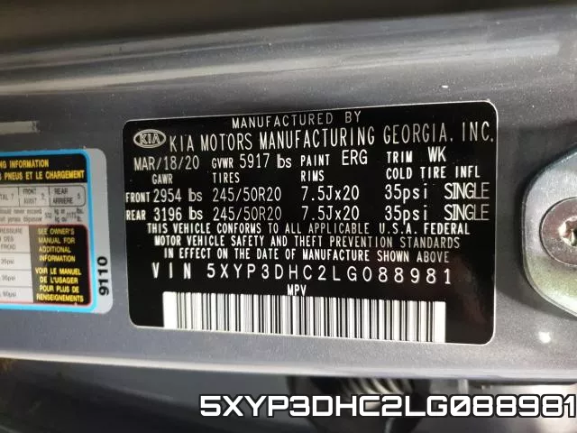 5XYP3DHC2LG088981 фото 2