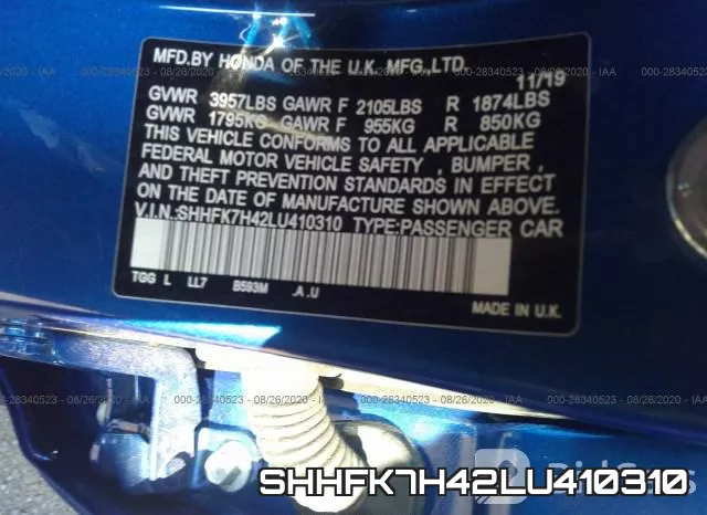 SHHFK7H42LU410310 фото 10