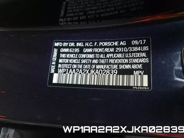 WP1AA2A2XJKA02839 фото 2