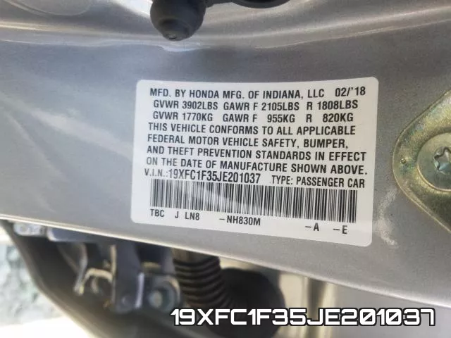 19XFC1F35JE201037 фото 2