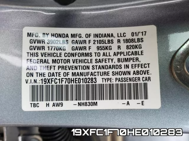 19XFC1F70HE010283 фото 2