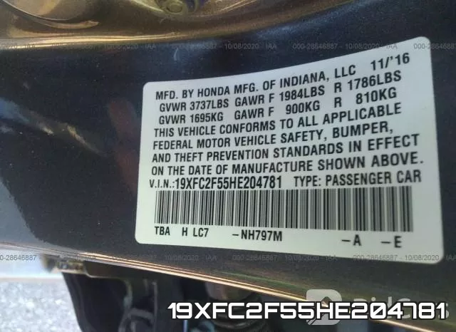 19XFC2F55HE204781 фото 10