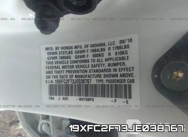 19XFC2F73JE038767 фото 10