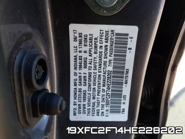 19XFC2F74HE228202 фото 2