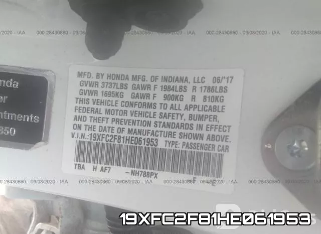 19XFC2F81HE061953 фото 10