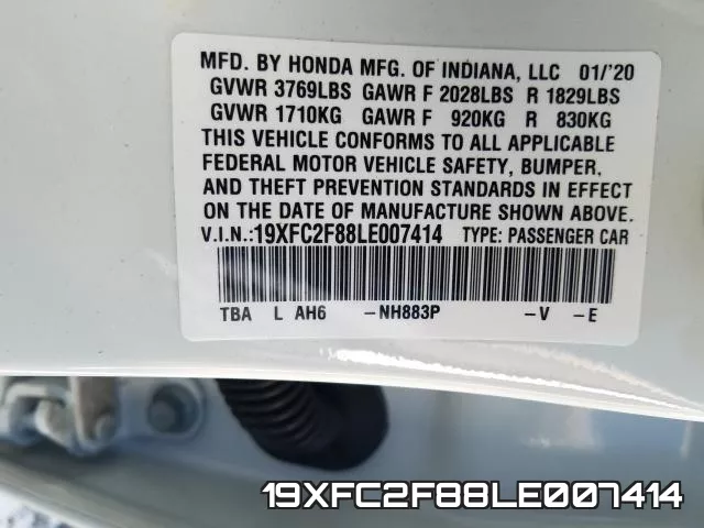 19XFC2F88LE007414 фото 2