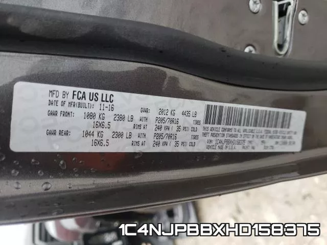 1C4NJPBBXHD158375 фото 2
