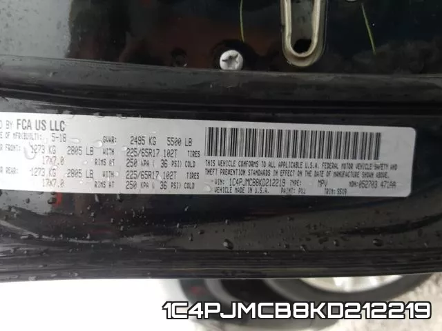 1C4PJMCB8KD212219 фото 2