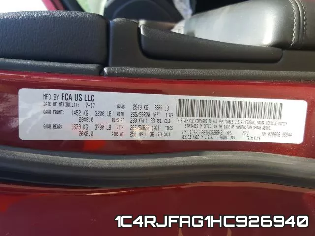 1C4RJFAG1HC926940 фото 2