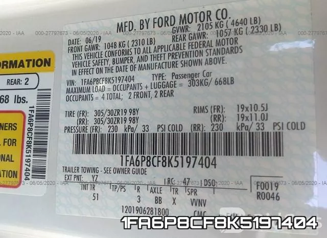 1FA6P8CF8K5197404 фото 10