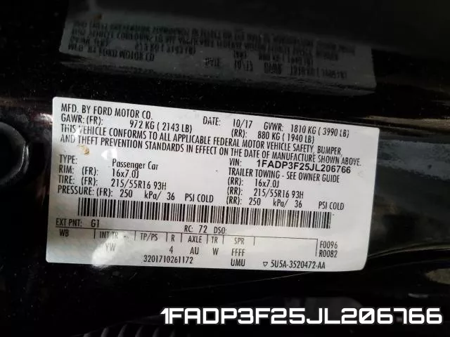 1FADP3F25JL206766 фото 2