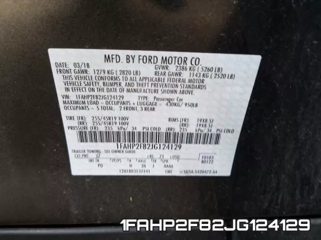 1FAHP2F82JG124129 фото 2