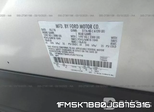 1FM5K7B80JGB75316 фото 10