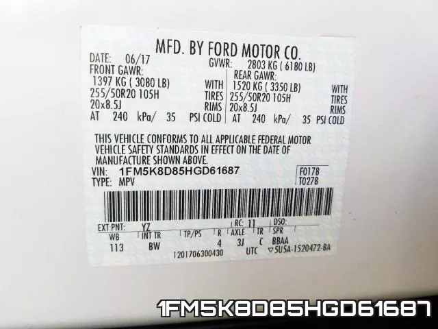 1FM5K8D85HGD61687 фото 2
