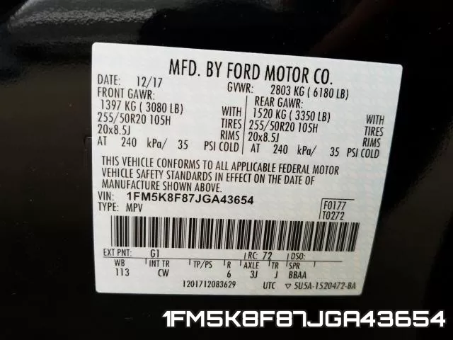 1FM5K8F87JGA43654 фото 2