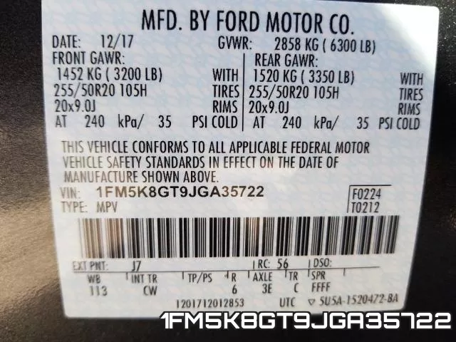 1FM5K8GT9JGA35722 фото 2