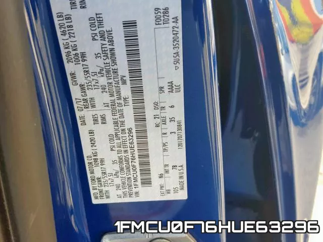 1FMCU0F76HUE63296 фото 2