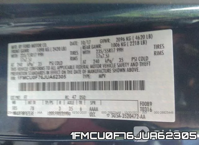 1FMCU0F76JUA62305 фото 9