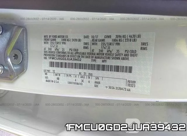 1FMCU0GD2JUA39432 фото 8
