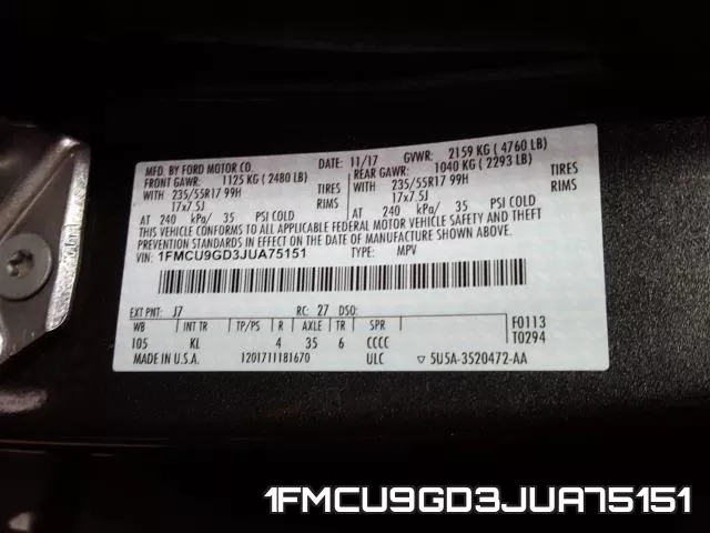 1FMCU9GD3JUA75151 фото 2