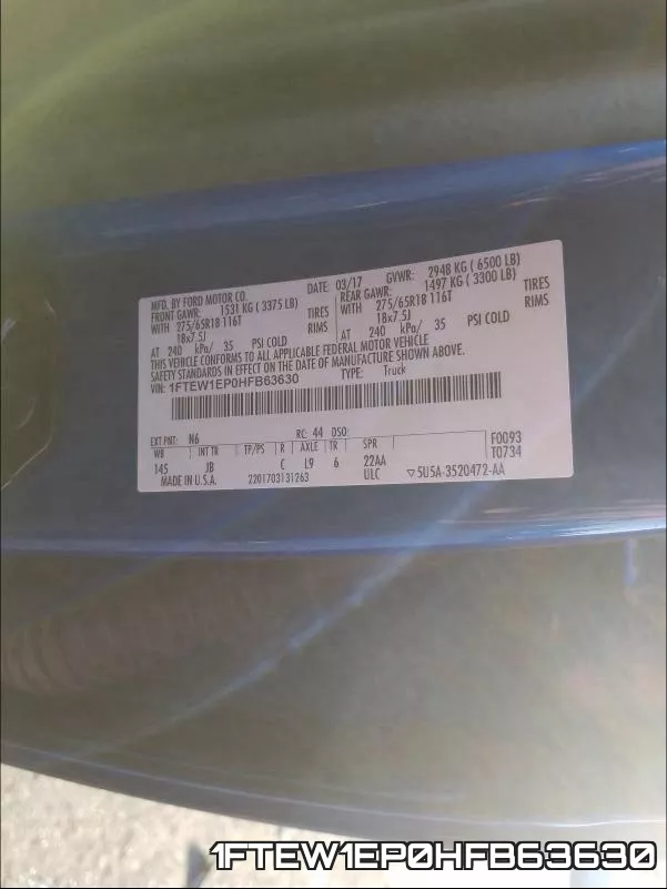 1FTEW1EP0HFB63630 фото 2