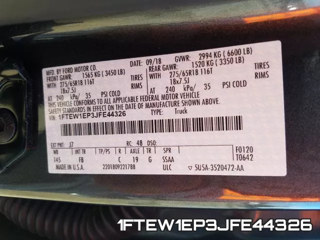 1FTEW1EP3JFE44326 фото 2