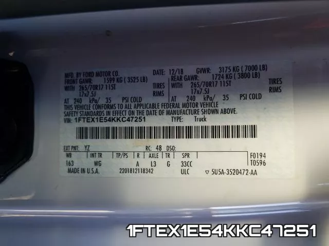 1FTEX1E54KKC47251 фото 2