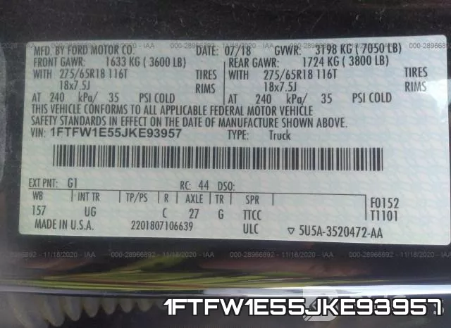 1FTFW1E55JKE93957 фото 10