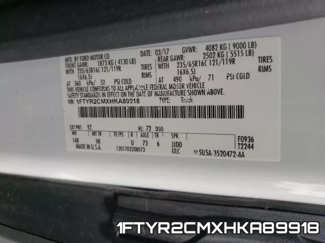 1FTYR2CMXHKA89918 фото 2