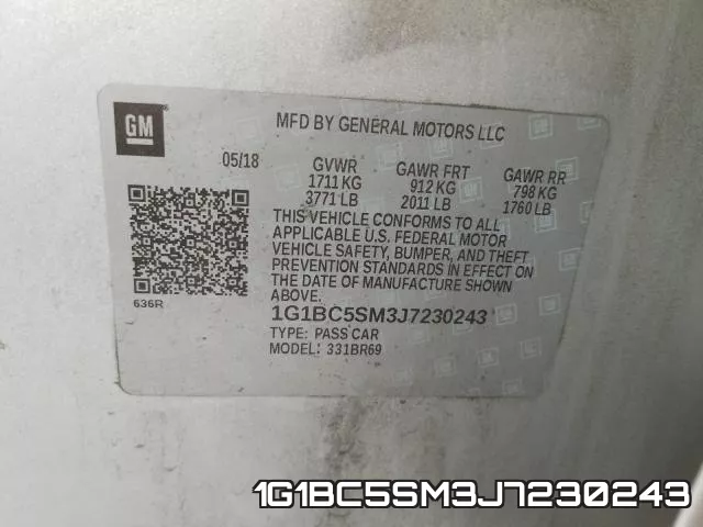 1G1BC5SM3J7230243 фото 2