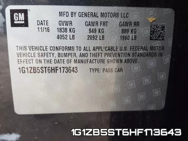 1G1ZB5ST6HF173643 фото 2