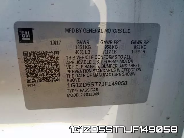 1G1ZD5ST7JF149058 фото 2